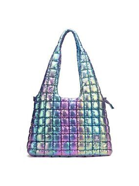 Quilted Nylon Tote Bag Large Puffer Shoulder Handbag Lightweight Padded Day Bag